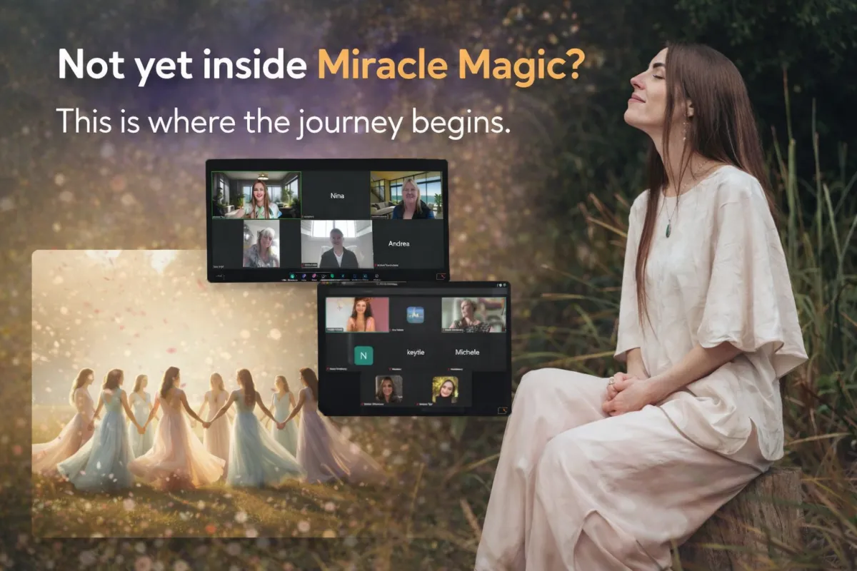 A serene, pastel-toned scene with a diverse group of individuals in flowing attire, gathered in a luminous circle, hands gently open, surrounded by soft golden light and subtle sacred geometry. The atmosphere is calm, inclusive, and reverent, evoking a sense of spiritual maturity and unity.