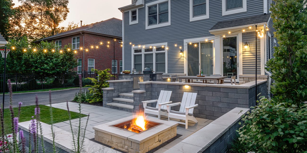 Interlocking paver patio close up