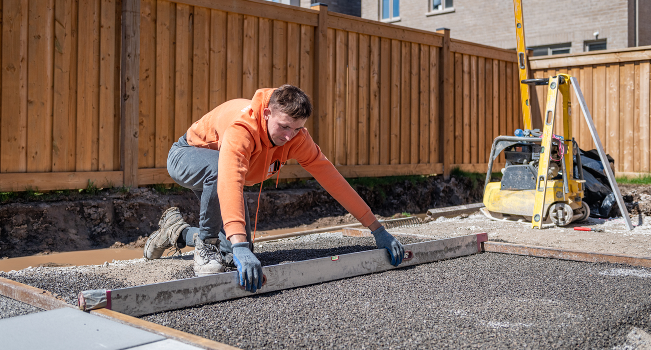 Paver patio installation crew