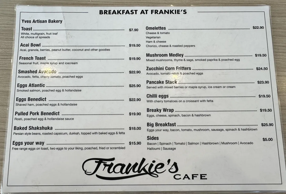 Cafe Carlton Food and Drinks Menu