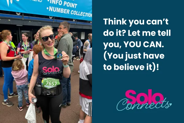 Image of Rachel Allen having run a Half Marathon.