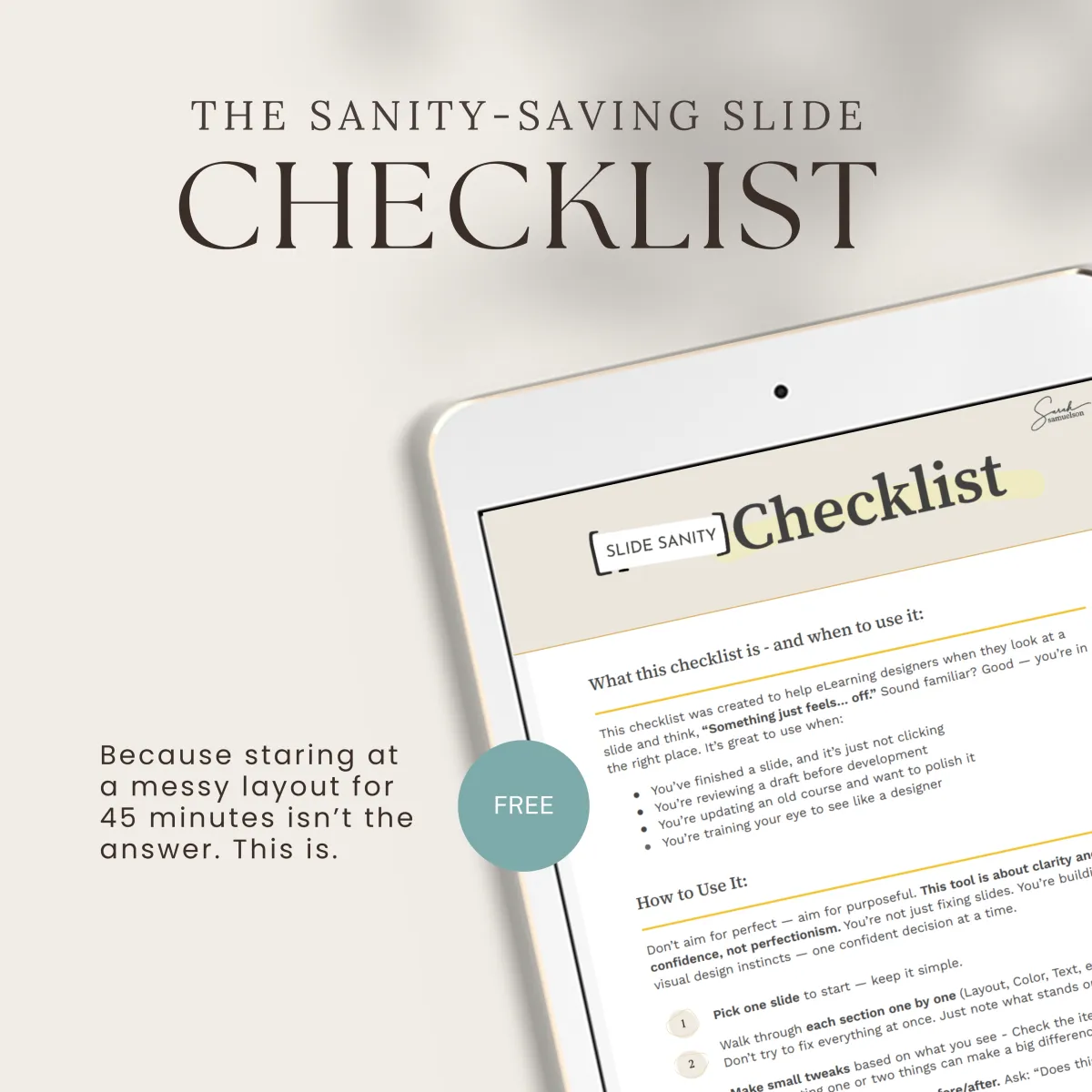 Sanity-Saving Slide Checklist for Instructional Designers.
