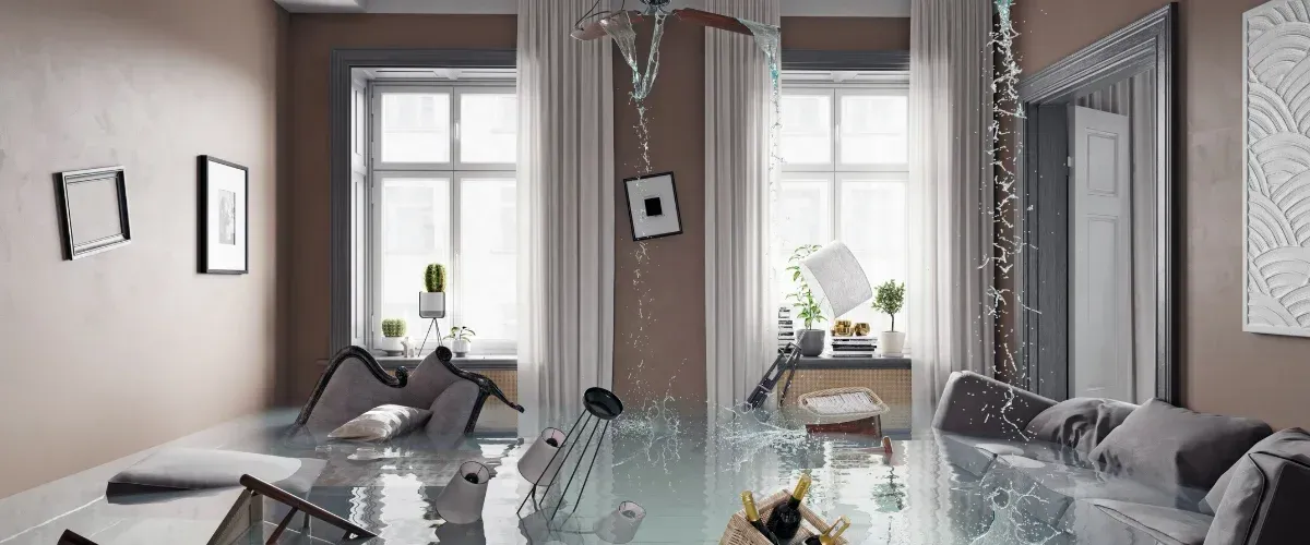 water damage room , flood