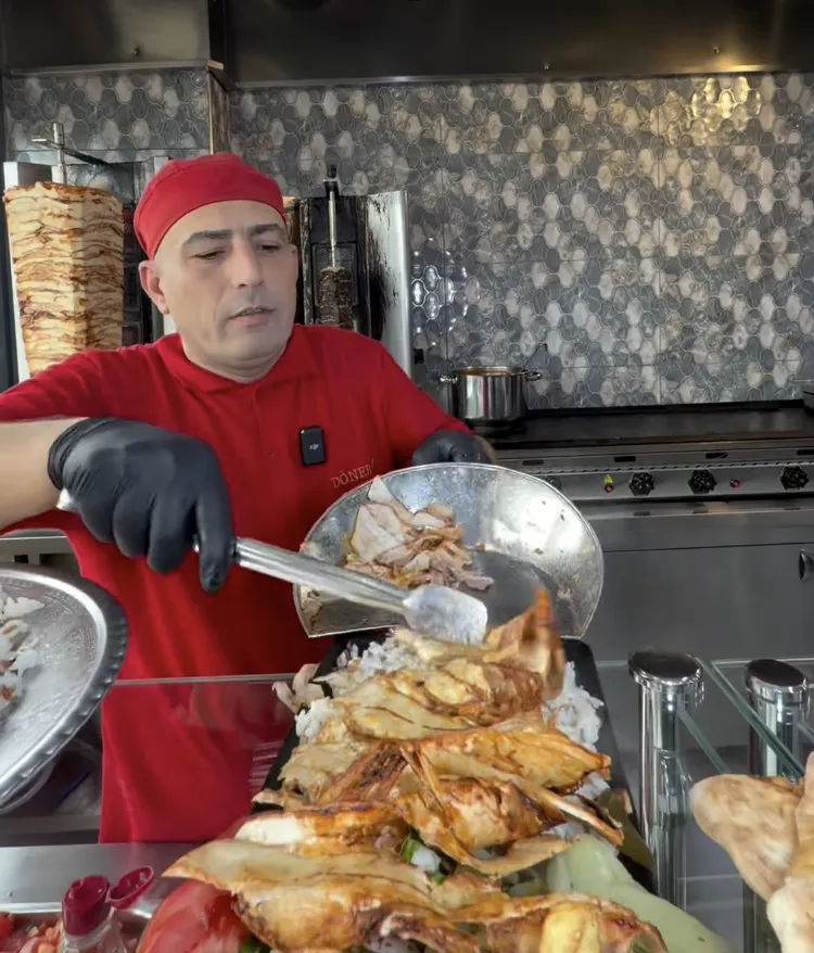 Fried calamari, french fries, and meat with sauces
