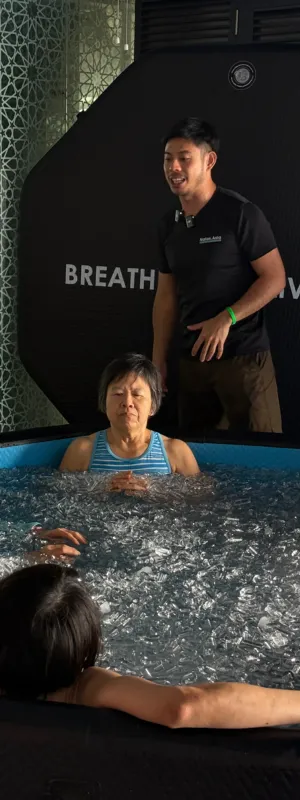 Woman in an ice bath