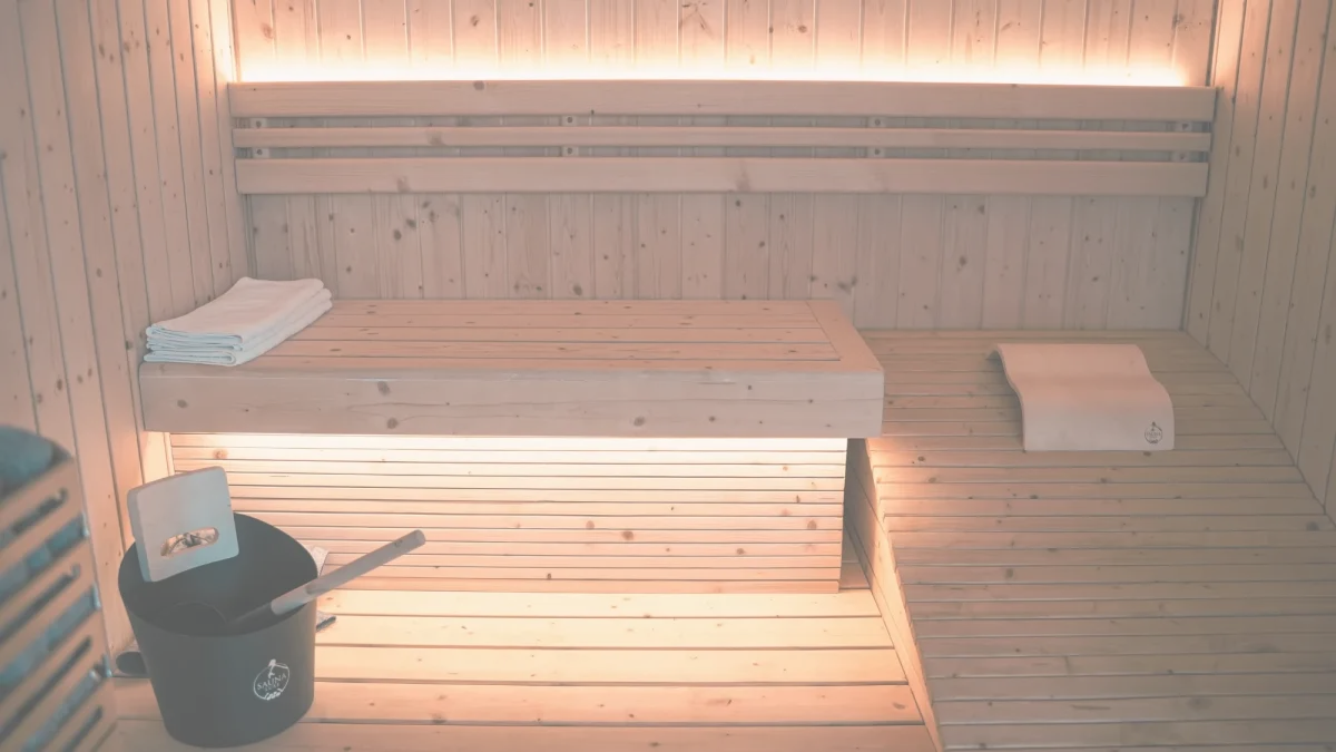Sauna interior with towels