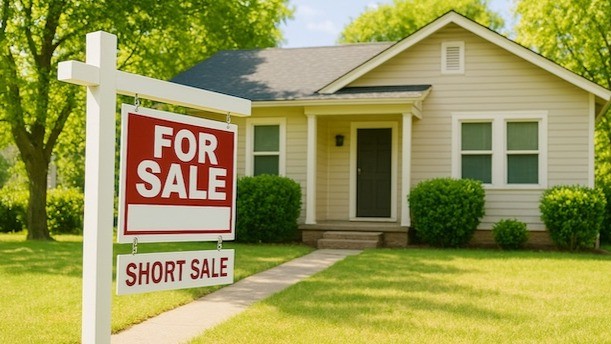 house with short sale sign