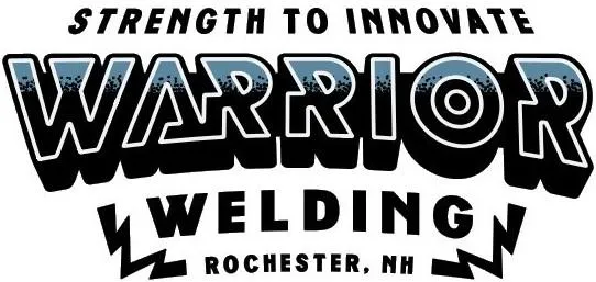 Warrior Welding logo with bold metallic text and lightning bolts, Rochester MN – Strength to Innovate tagline