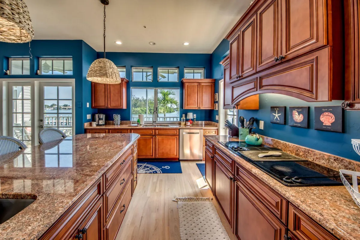 Stunning waterfront kitchen with gorgeous cabinetry 