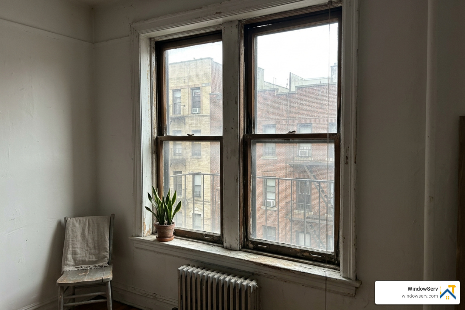double hung window draft NYC interior view