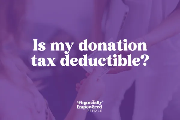 Image with text that says "Year-End Bookkeeping & Tax Tips" with a teal image of someone sorting receipts in the background.