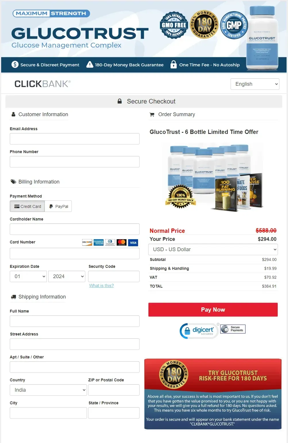 GlucoTrust order page