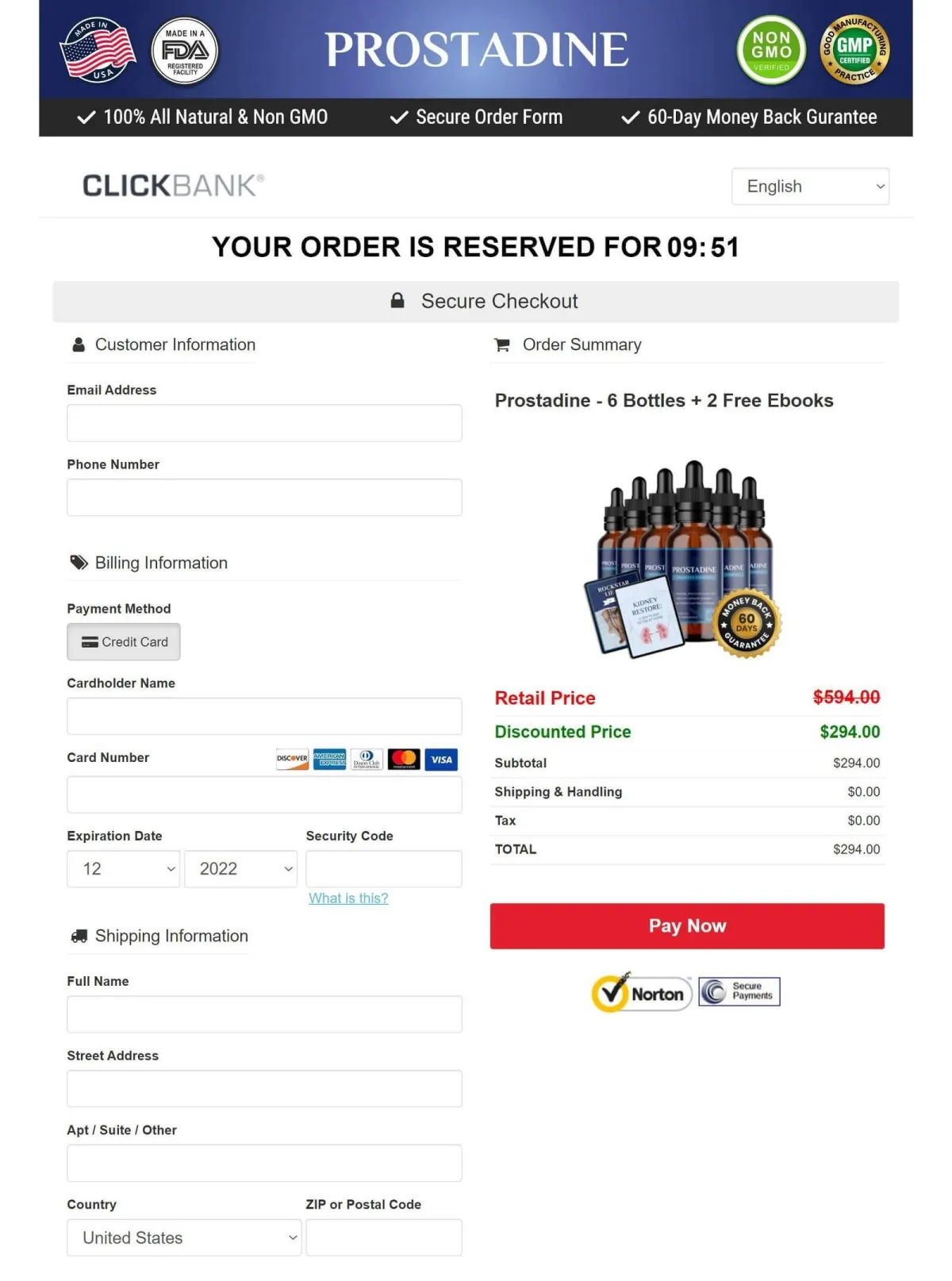 Prostadine offer page