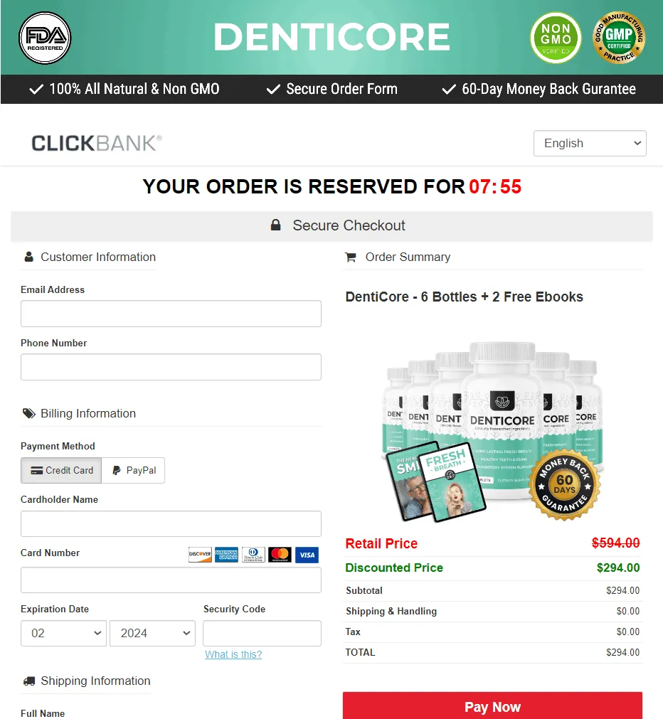 DentiCore order page