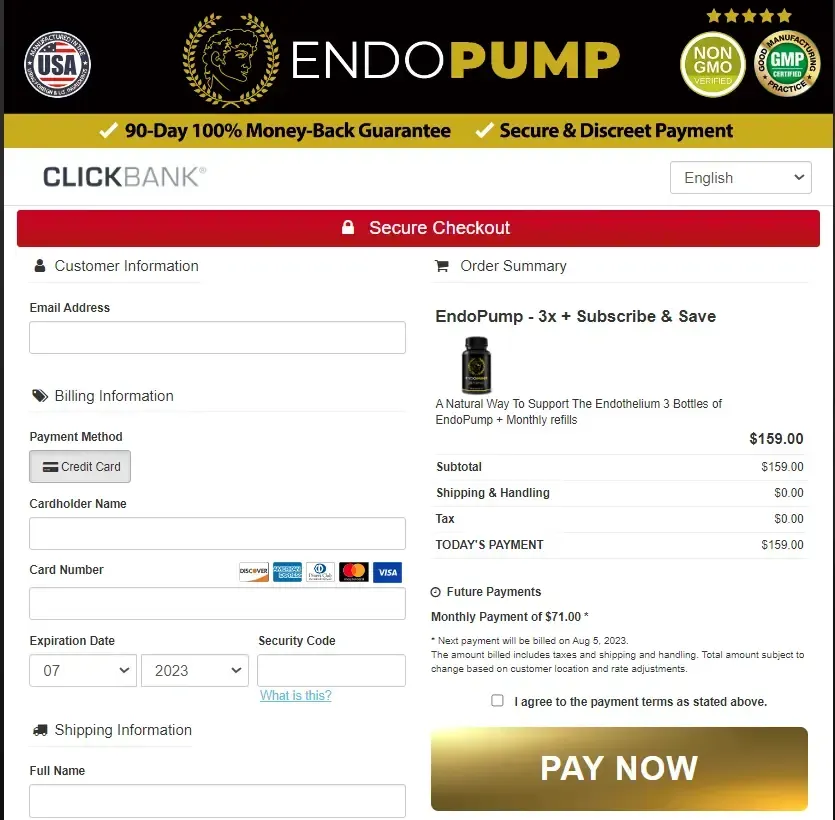 EndoPump offer page today