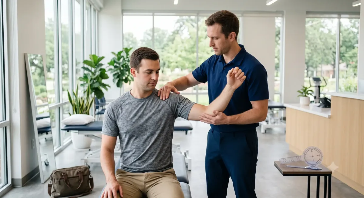Shoulder assessment for a Paterson patient at NJ Rehab Experts