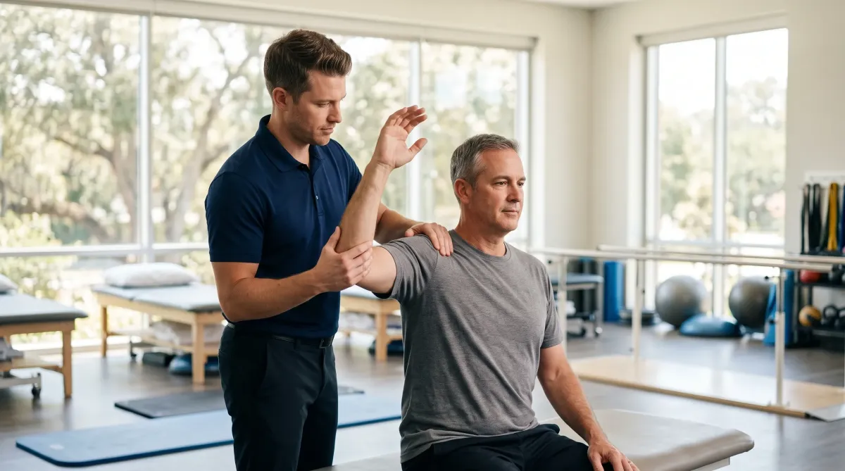 Shoulder assessment at the Woodbridge-area physical therapy clinic