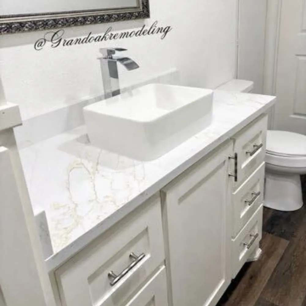 Before and after bathroom remodeling transformation with updated fixtures