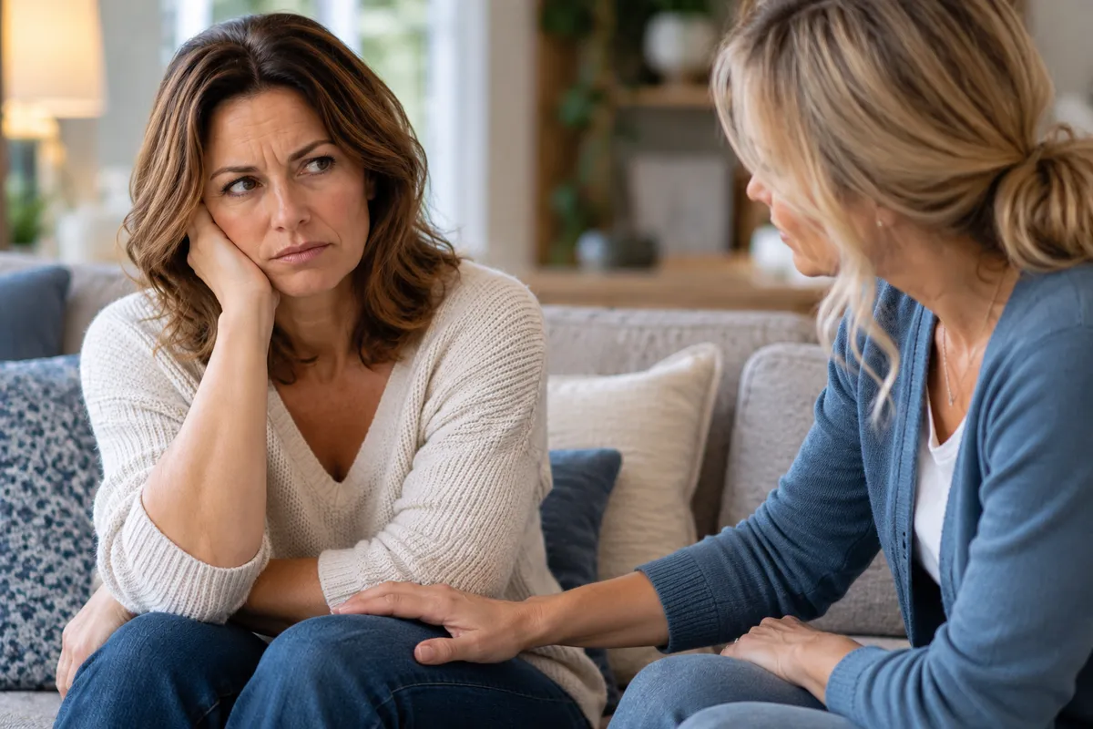 exasperated woman with friend