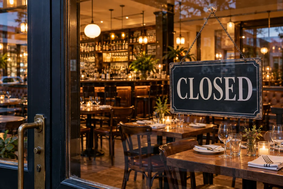 restaurant with closed sign