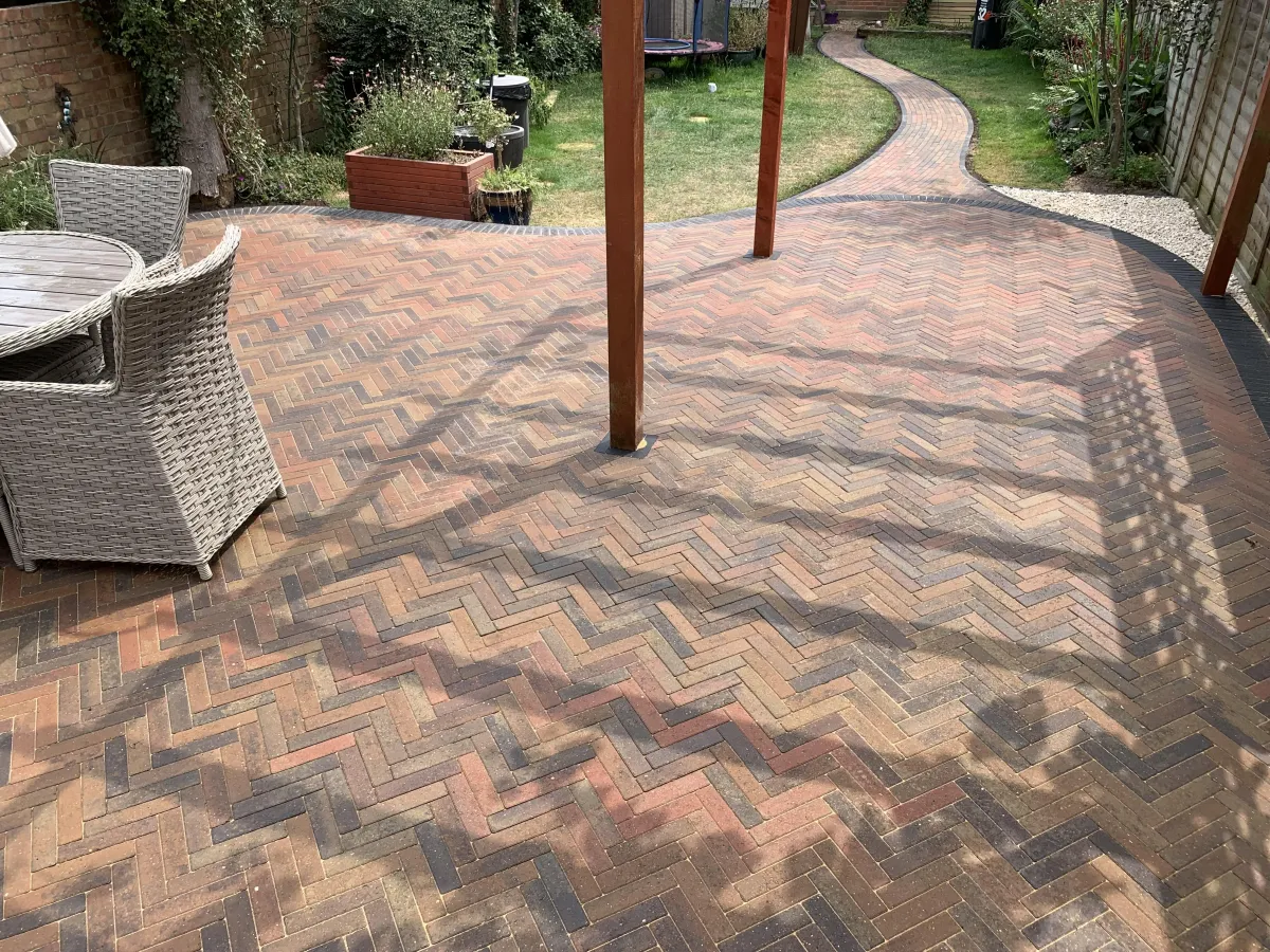 a block paved patio