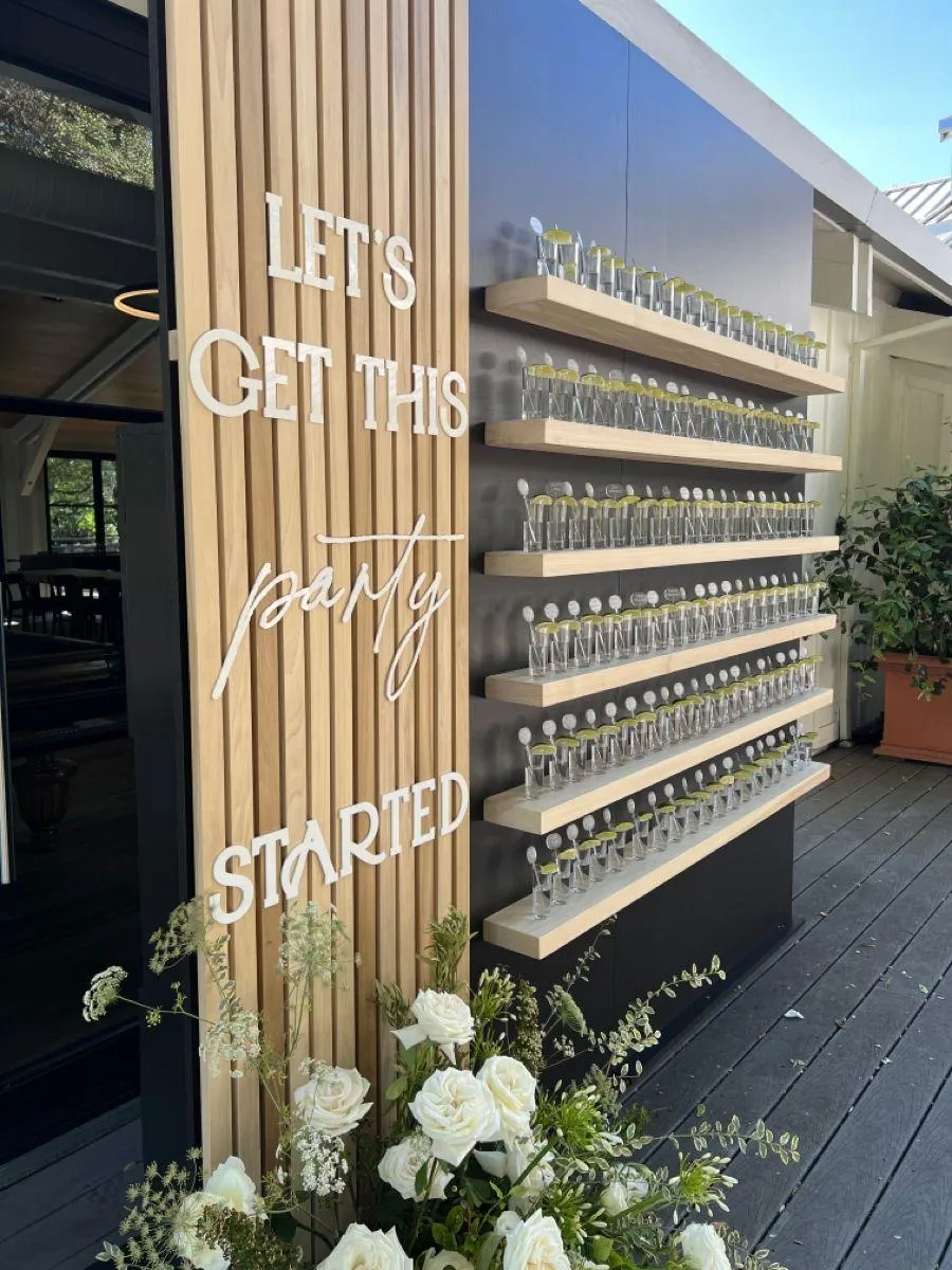 custom drink shelf for wedding guests