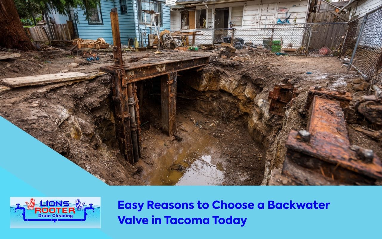 backwater valve in Tacoma helping protect a home from sewer backup