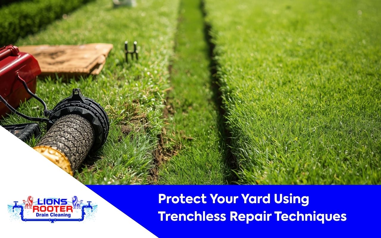 Trenchless repair yard protection for a clean lawn