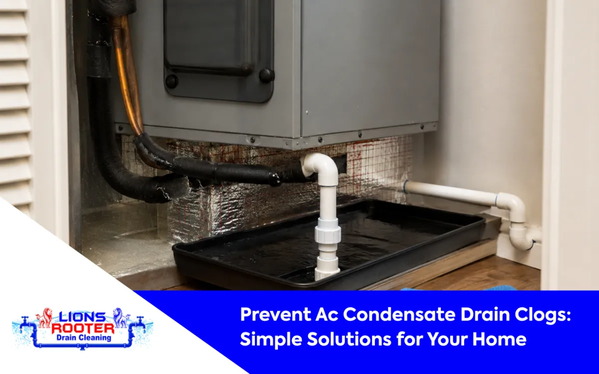 AC condensate drain clog prevention near an indoor cooling unit