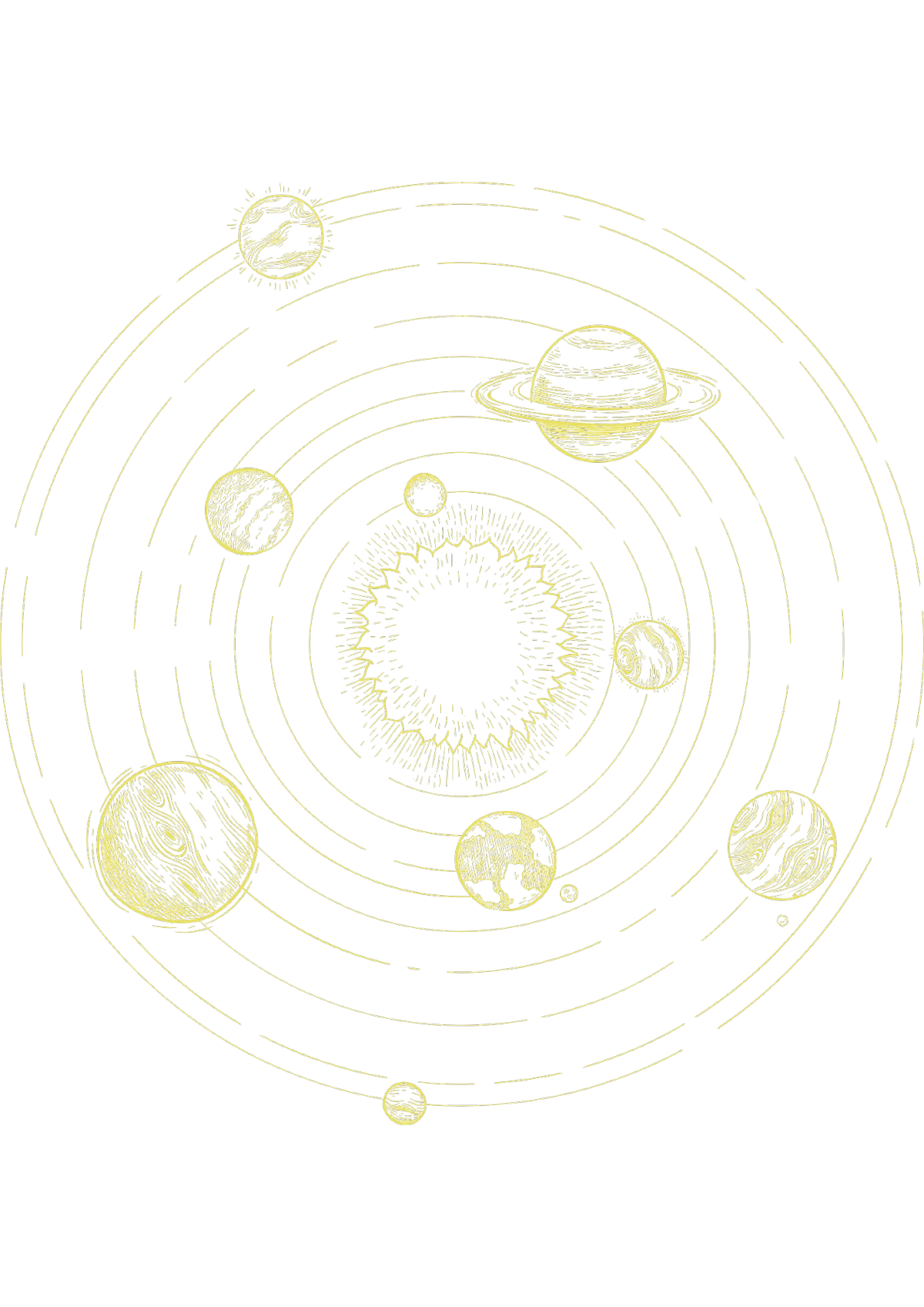 Illustration of planets orbiting the sun