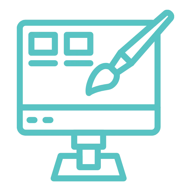 Computer monitor and paintbrush icon