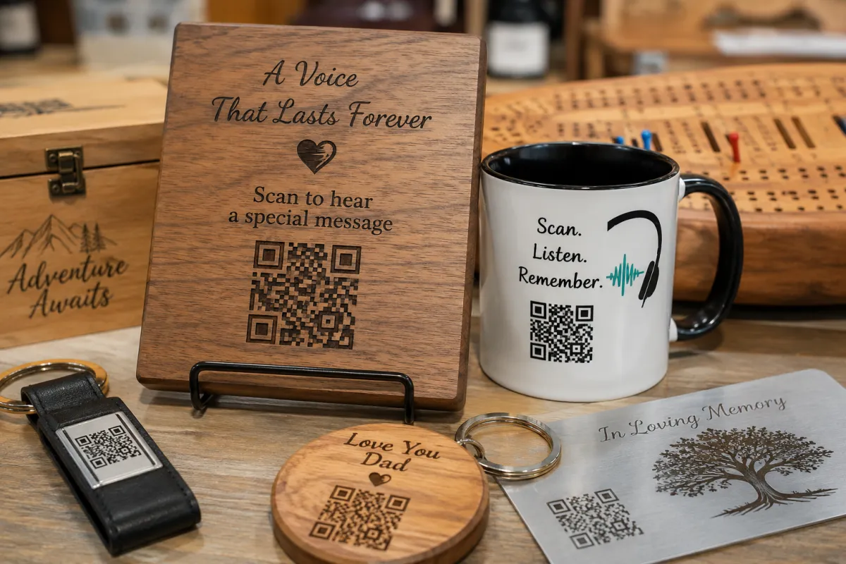 Personalized gifts featuring Talking QR Codes.