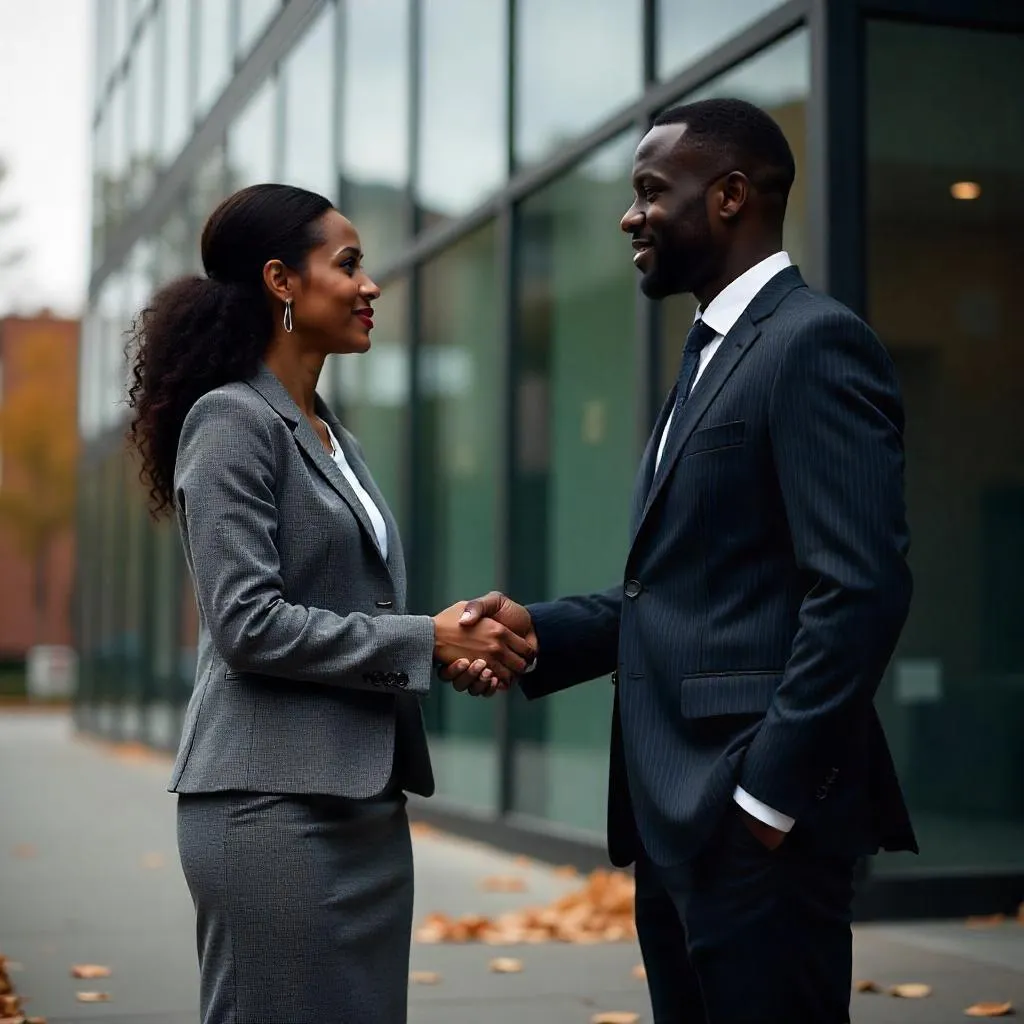a man in a suit shaking another 