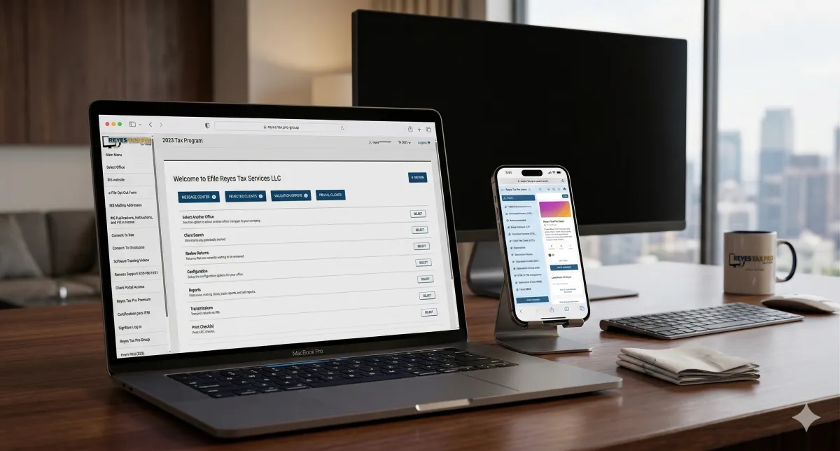 Professional working on a laptop in a modern office