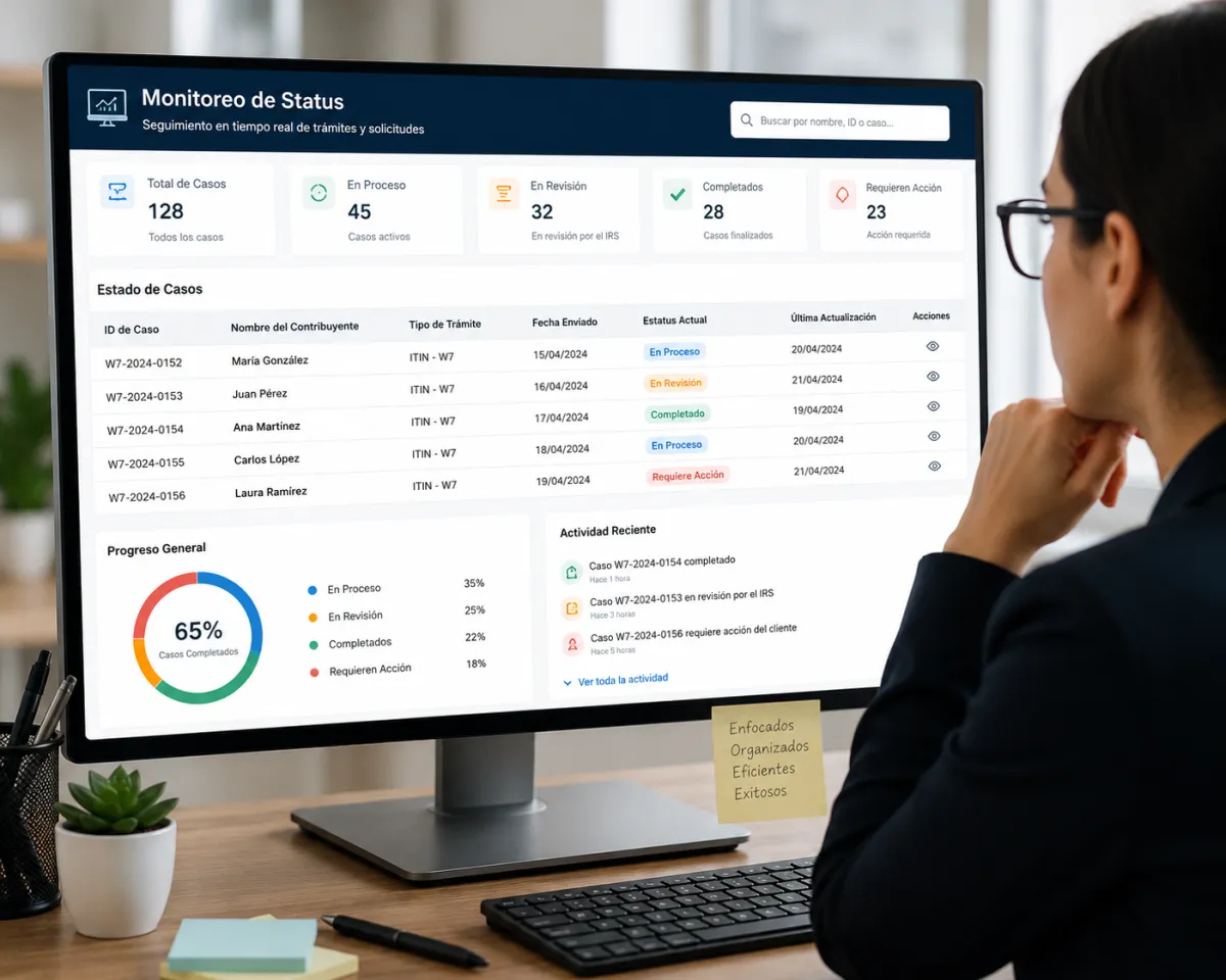 Status monitoring dashboard for ITIN application