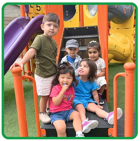 Children enjoying outdoor playground time at Beginnings Learning Center preschool in Santa Monica, CA