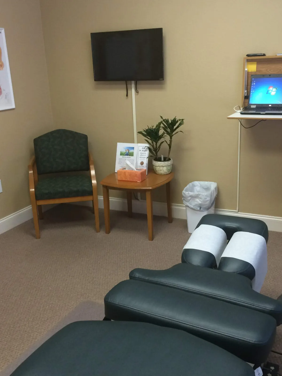 Warm chiropractic office interior