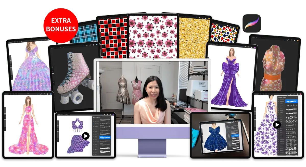 Draw stunning fabric prints in seconds using Instant Procreate Pattern Brushes