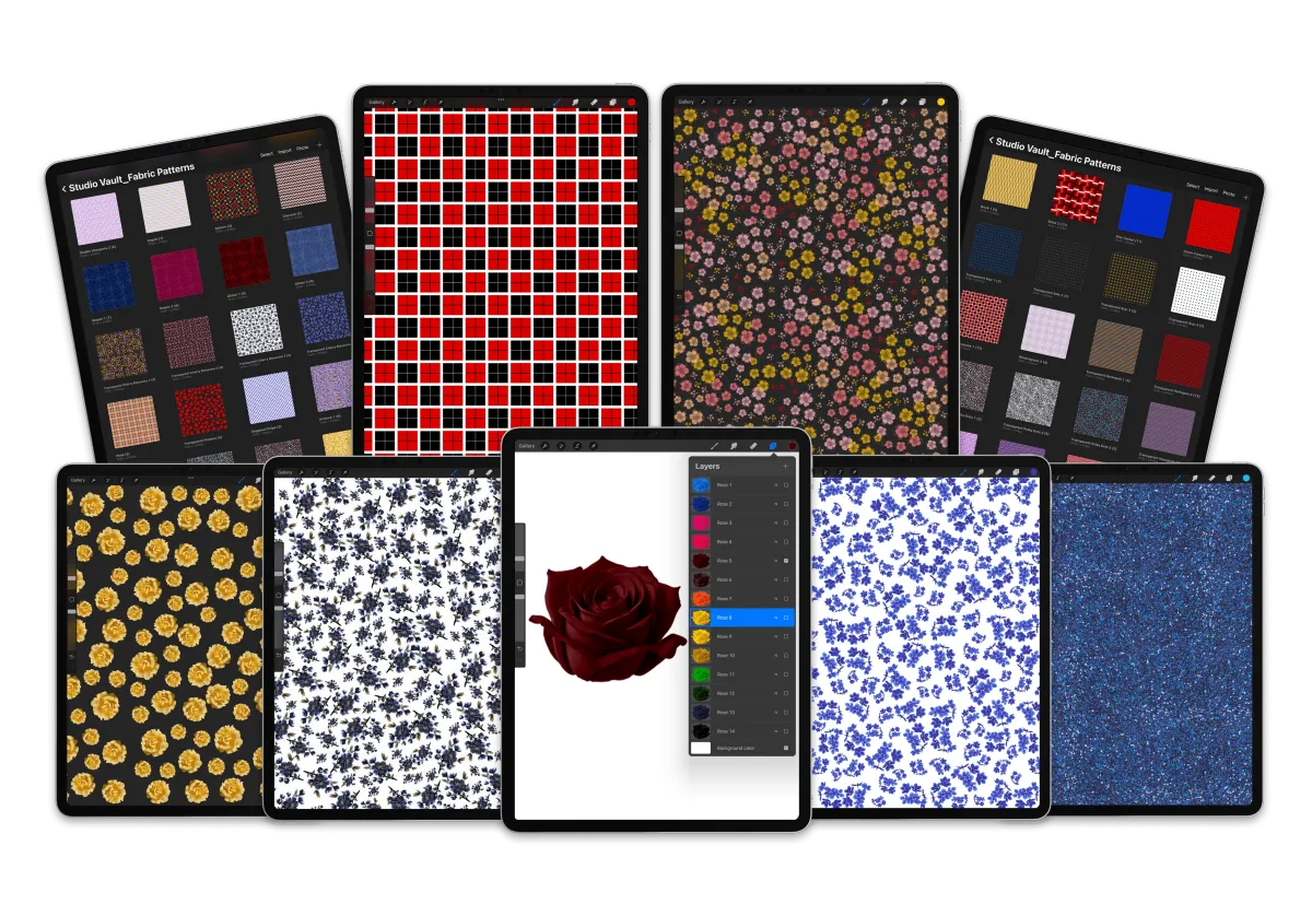[Bonus 2] 40 Procreate Fabric Patterns  (255 Variations)