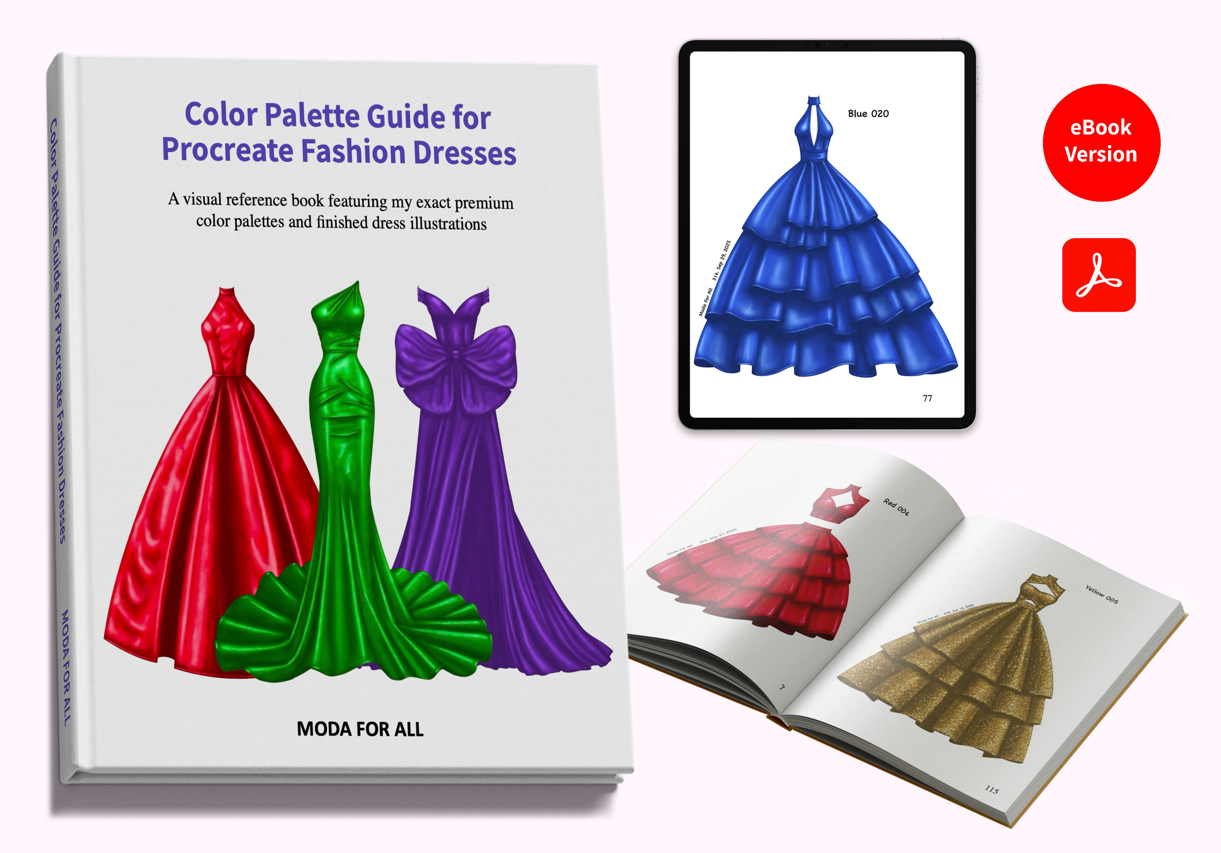 How to use Color Palettes for Procreate Fashion Illustration (Faux Leather, Gold Metallic, Late)
