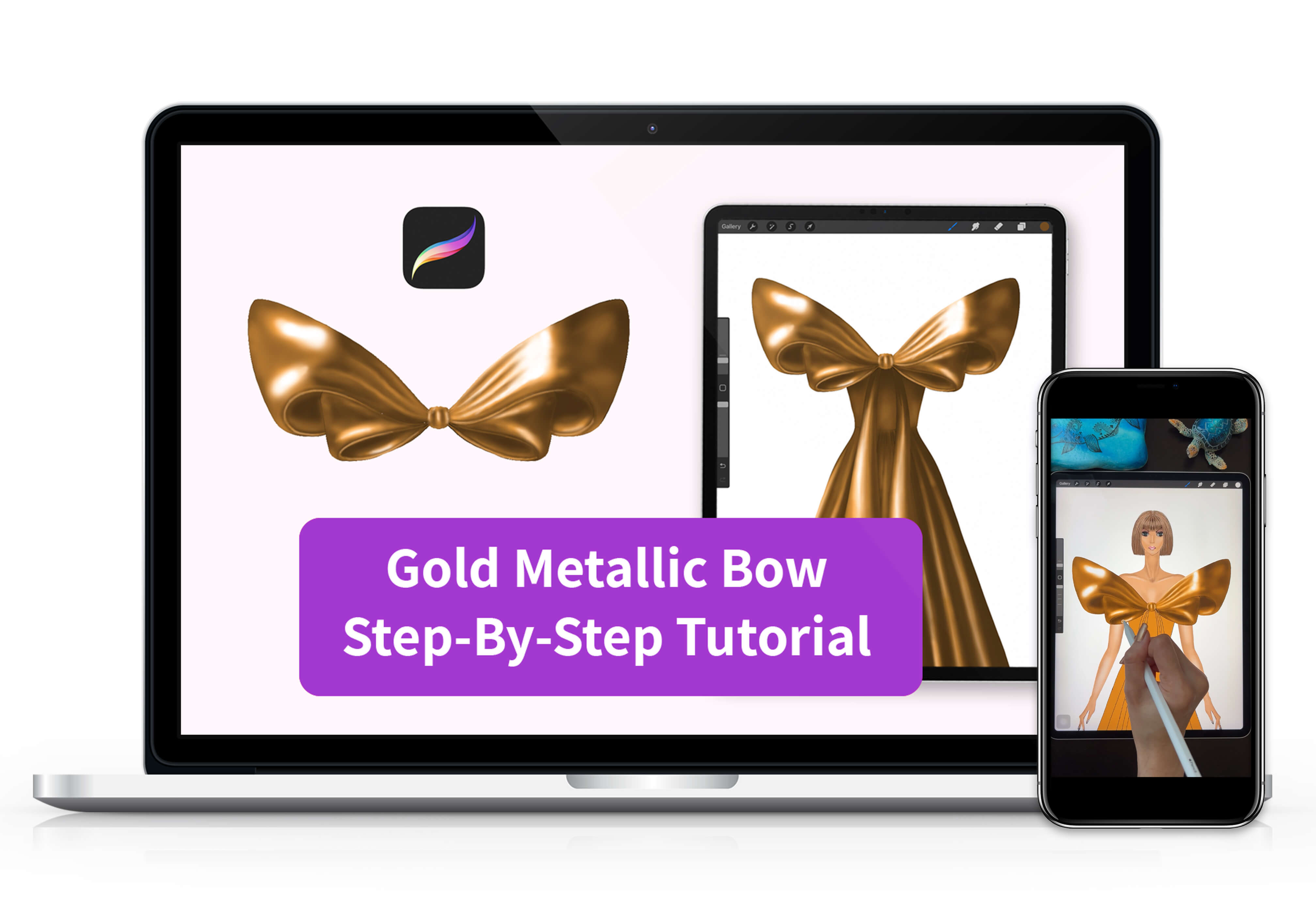 How to draw gold metallic texture in Procreate using the Moda For All Shading Brush