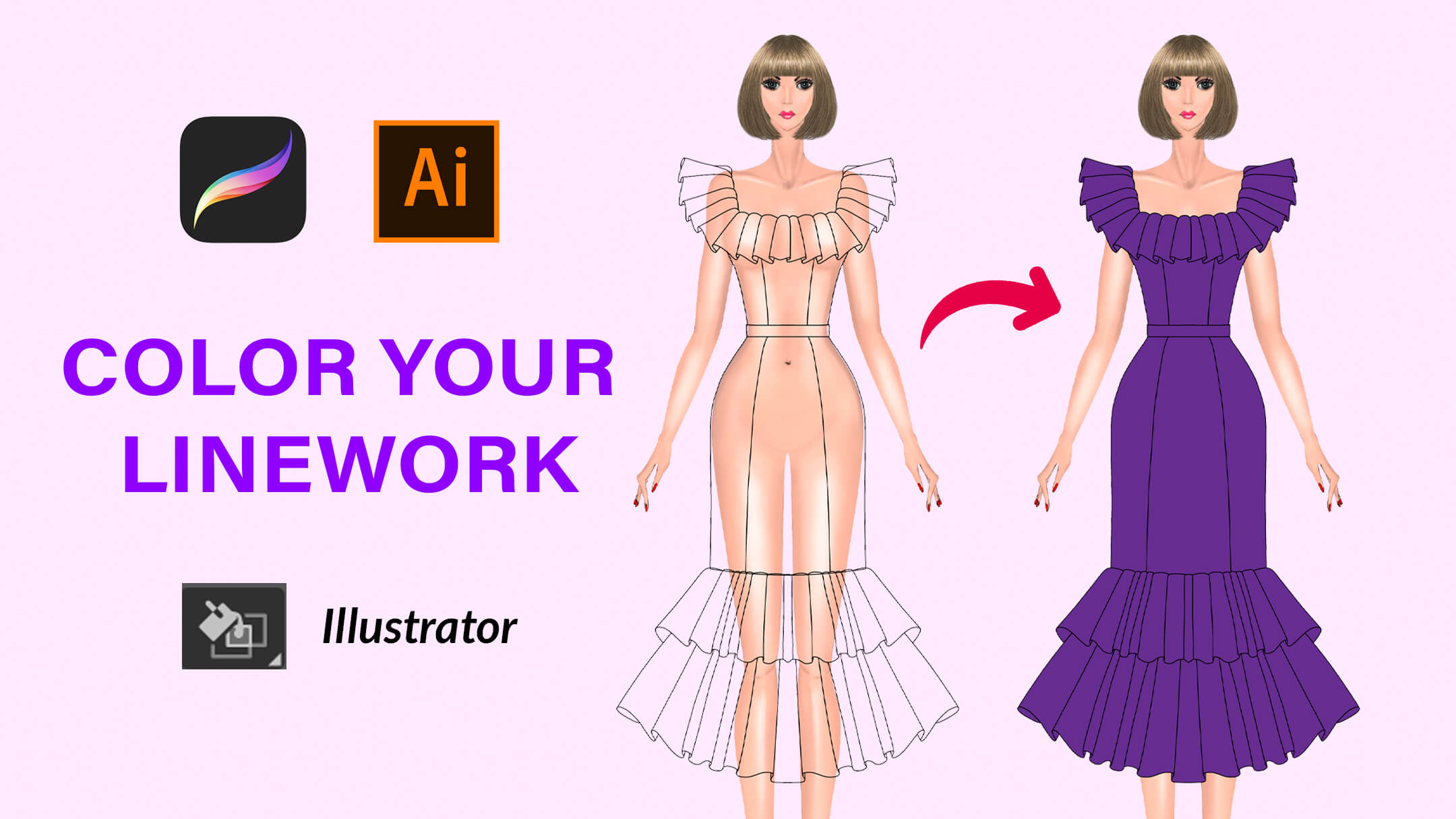 Procreate Digital Dress  Template Library