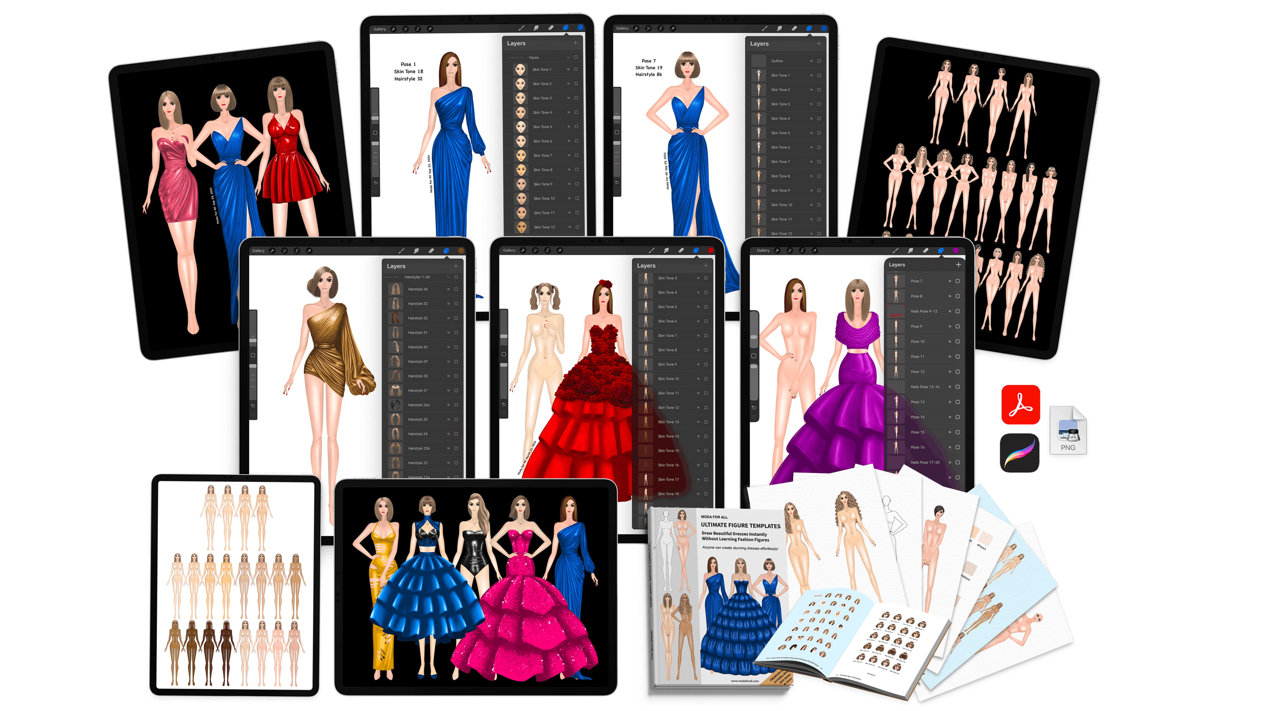 Procreate Ready-to-use fashion figure templates