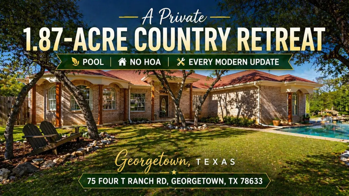A Private 1.87-Acre Country Retreat with Pool, No HOA, and Every Modern Update - Central Texas property listing