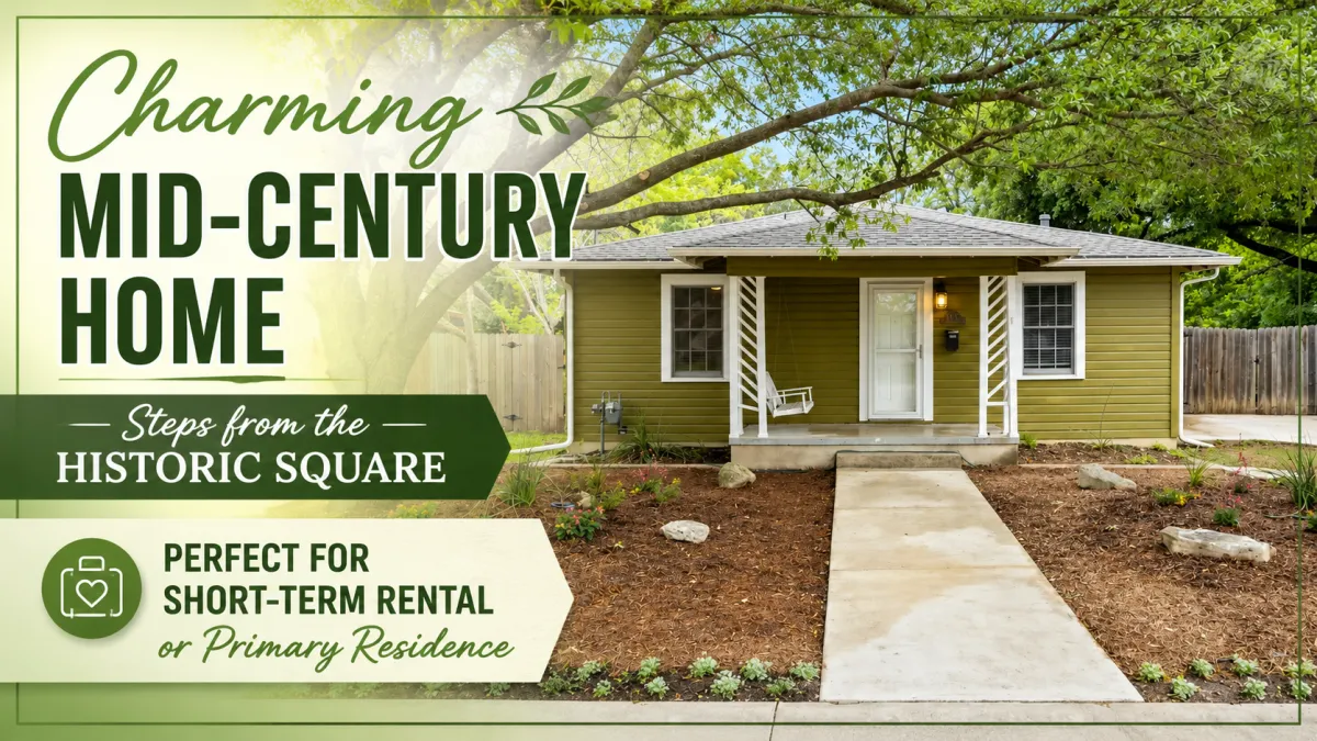 Charming Mid-Century Home Steps from the Historic Square — Perfect for Short-Term Rental or Primary Residence