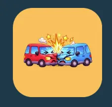 two crashed cartoon car
