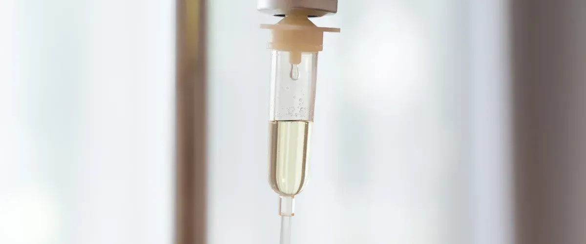Intravenous IV drip used for hormone therapy treatment in a medical setting