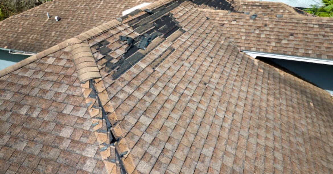 Pre-listing home inspection in Queen Creek Arizona identifying damaged roof shingles and maintenance issues before selling a home