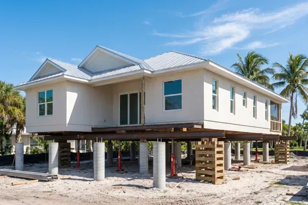 Coastal Florida home raised on new piers during a flood elevation project