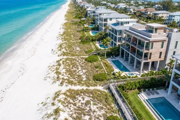 Beachfront lot with dune line marking the coastal construction control line